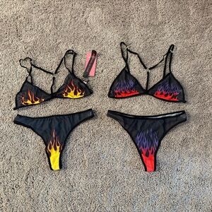 ROMWE Black Flame Bikini Sets